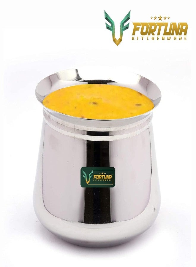 Fortuna Kitchenware, 700ml, 20 Gauge Stainless Steel Dahi Handi/Curd Pot with Lid | Stainless Steel Handi for Kitchen (Flower, 700ml) - Image 5
